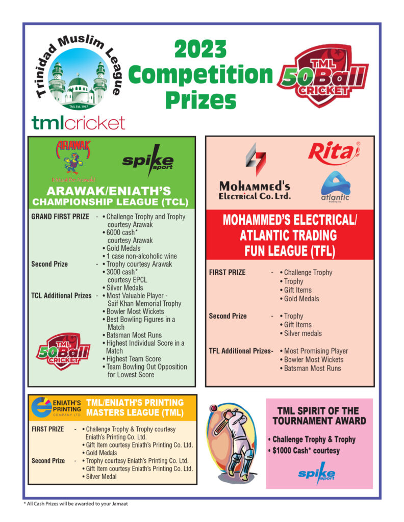 2023 TML Cricket Competition Prizes