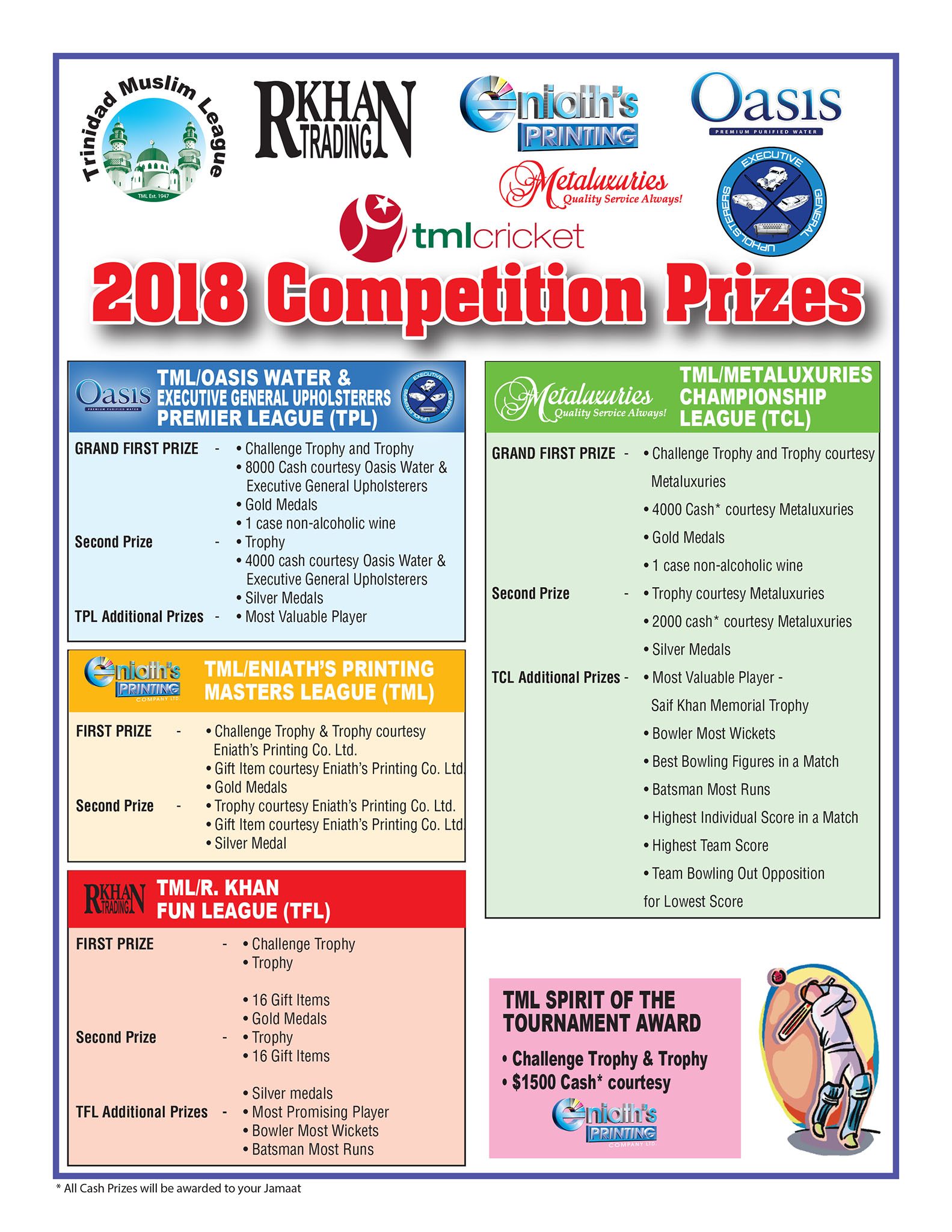 TML Windball Cricket Competition 2018 - Prizes